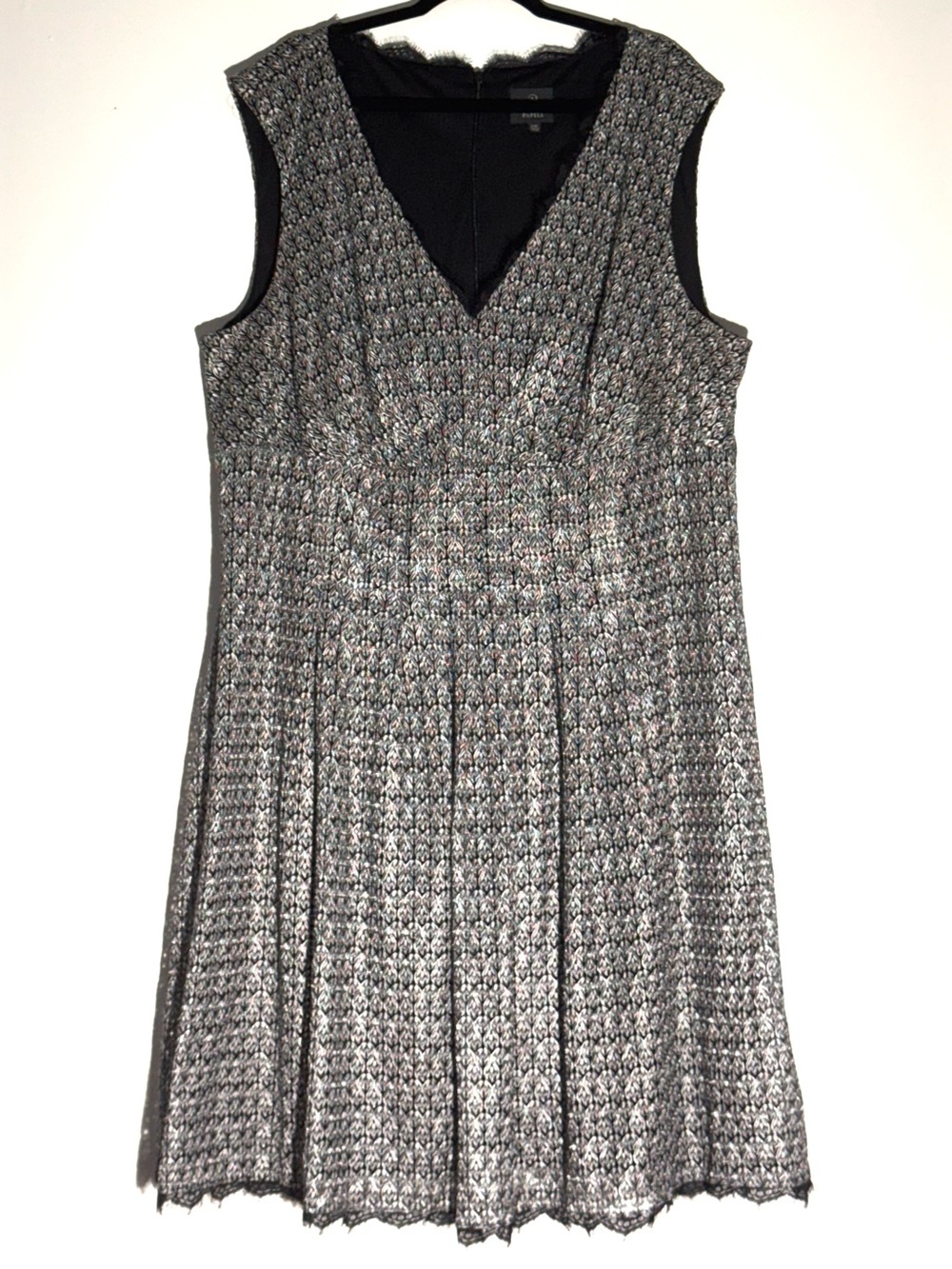 Adrianna Papell 24W Black Silver Metallic Fit & Flare Cocktail Dress Plus Size